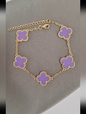 Purple Enamel Clovers Bracelet
